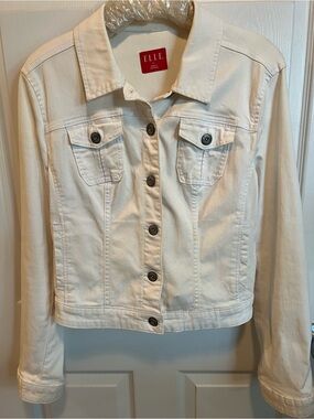 ELLE Cream Denim Jacket with Button Front